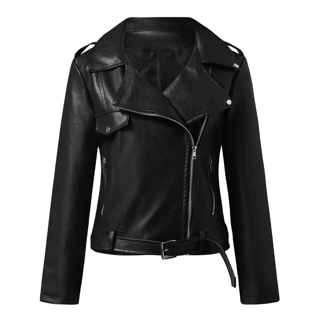 New Arrival 2022 Fashion Plus Size Short Women Biker Faux Leather Jackets For Ladies