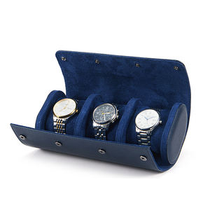 Caja de reloj de cuero azul profundo de lujo de EVERWIN, tamaño y logotipo personalizables, respetuoso con el medio ambiente, de alta gama - Product Image 4