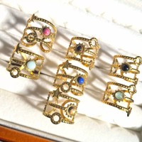 Bagues en acier inoxydable plaqué or 18 carats avec incrustations de pierres naturelles, bandes de pierres précieuses brillantes et audacieuses, pour bijoux faits main haut de gamme pour femmes