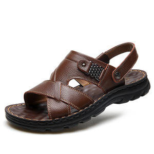 Sandalias Planas de Cuero Genuino para Hombre, con Hebilla y Punta Abierta, Zapatos Casuales de Verano con Suela de Goma, Hechos en China - Product Image 5