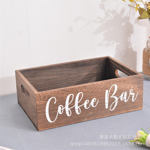 Boîte de rangement rectangulaire en bois avec poignée, boîte de rangement pour café, rangement et organisation de bureau à domicile, disponible en deux couleurs. - Product Image 3