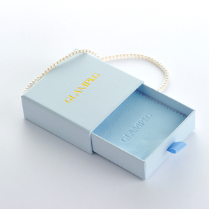 Custom Logo Blue Kraft Cardboard Sliding Drawer Jewelry <b>Box</b> with <b>White</b> Foam Insert for Necklace Bracelet Rings OEM ODM Wholesale - Product Image 6