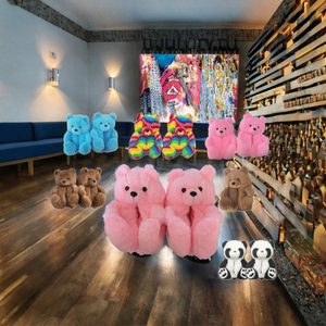 Wholesale Fluffy Warm Corduroy Breathable Kids Lady Size Teddy Bear Shape Animal Cartoon Winter Indoor Soft <b>Slipper</b> Shoes - Product Image 3