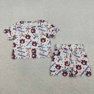 Ensemble de vêtements d'été pour filles, style décontracté, avec nœuds et imprimé étoiles, coupe festonnée, doux, pour les vacances, vêtements de mode en gros - Product Image 5