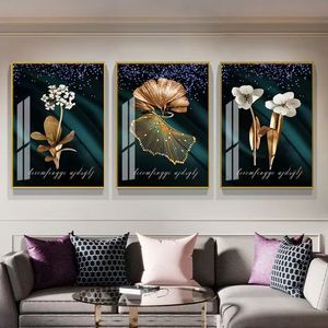 Murales de Pared con Diseño de Hojas HD Personalizados <span class=keywords><strong>para</strong></span> Salas de Estar, <span class=keywords><strong>Cuadros</strong></span> Decorativos Modernos de Lujo con Cristales Dorados <span class=keywords><strong>para</strong></span> Comedores de Alta Gama - Product Image 3