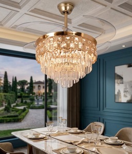 Luxury Crystal <b>LED</b> <b>Ceiling</b> Fan with Retractable Blades Remote Control Silent Chandelier <b>Light</b> for Home Decor Room usage - Product Image 3