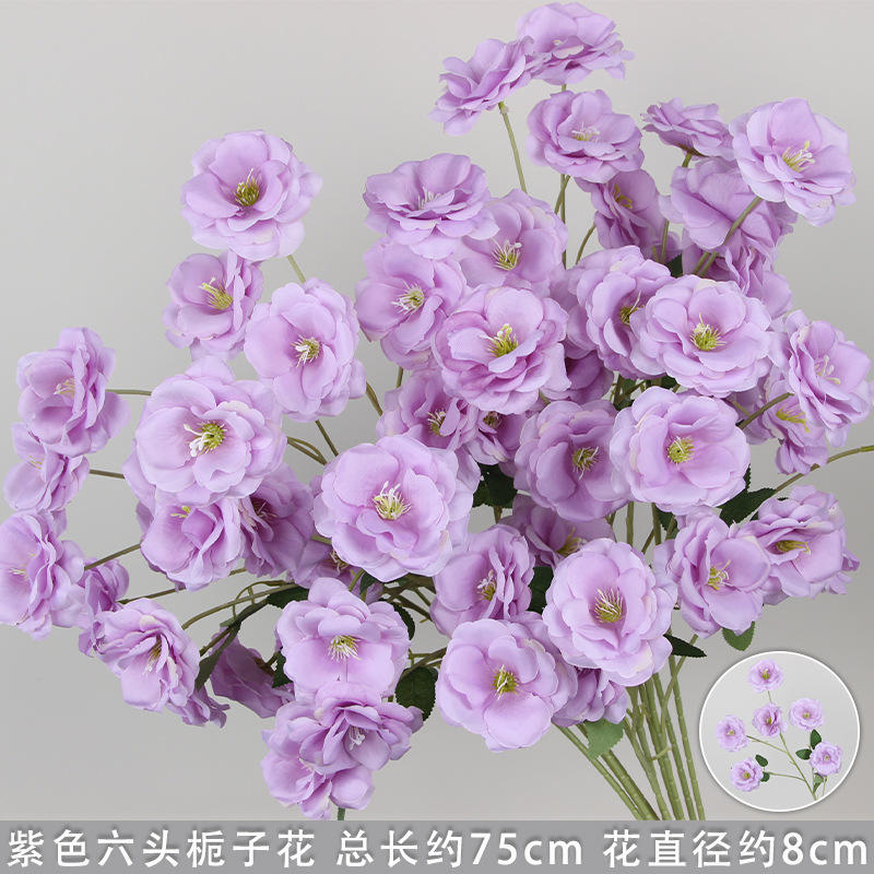 Nouveau modèle-tige de gardénia à six têtes violettes