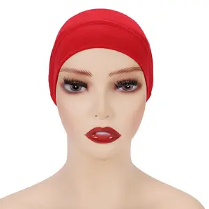 2023 Hot Selling Muslim Women Arabian Scarf Beanie Multifunctional Plain Color Inner Hijab Cap