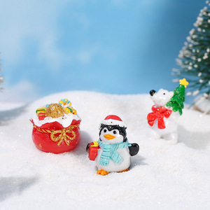 Figuras de resina navideñas, pingüino, oso de nieve, decoraciones en miniatura para escenas de nieve, adornos para interiores, acabado brillante - Product Image 1