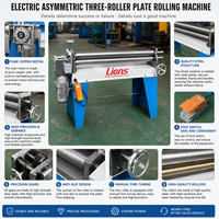 Machine à cintrer les tôles fines et à former des cylindres de petit diamètre, électrique, asymétrique, à trois rouleaux