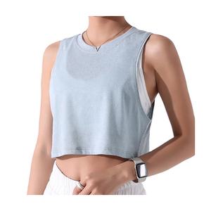 Crop <b>Top</b> <b>Ladies</b> Sleeveless Hot Sale Fabric Workout Quick-Dry Breathable Lightweight Fitness Gym Wear Yoga Tank <b>Tops</b> - Product Image 1