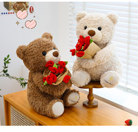 Boneka Beruang Mawar Lucu Hadiah Hari Valentine/Ulang Tahun/Hari Libur Mainan Penghibur Gantungan Mesin Cakar Hadiah Pasangan Kapas PP Super