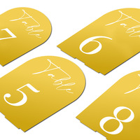 Ychon personnalisé en forme d'arc miroir acrylique numéro de Table avec Base fête de mariage Metting acrylique Table numéros titulaire signe