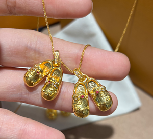 Kalung Perhiasan Trendi Liontin Kalung Vajra Emas Murni 18K dengan Rantai Tautan Hadiah Anak-anak untuk Pacar di Qixi - Product Image 5