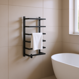 Toallero de Acero Negro de 18.9 Pulgadas, Toallero Minimalista de Pared para Baño con 4 Barras, Acabado Cromado en Acero Inoxidable - Product Image 2