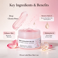 Gel exfoliant à la rose biologique naturel en marque propre, nettoyage en profondeur, blanchissant, hydratant, raffermissant, soin des pores, tous types de peau, visage