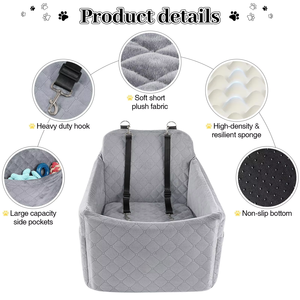 Asiento Elevado para Perros y Gatos Pequeños, con Cubierta Lavable Acolchada Oxford Estampada y Correas de Seguridad - Product Image 5