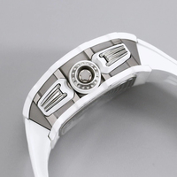 Montre mécanique de luxe en céramique blanche personnalisée, version 011, boîtier de luxe avec bracelet en caoutchouc fluoré, montres automatiques pour hommes d'affaires