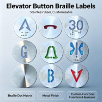 Plaque tactile en acier inoxydable pour bouton d'ascenseur avec étiquette Braille, symboles de fonction personnalisés, chiffres et lettres, pièce de panneau de commande accessible