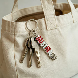 Austria Letter Keychain Zinc Alloy Enamel Souvenir Metal <b>keyring</b> custom shape design metal keychain - Product Image 3