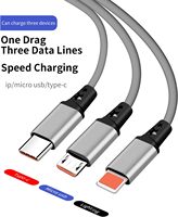 Câble USB 3 en 1 pour iPhone, câbles de charge et de données, charge rapide 3A, type-C, câble USB rétractable 3 en 1 pour téléphone portable Android