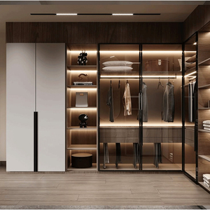 Armario de Dormitorio Moderno y Lujoso Aqua Gallery, Independiente, de Madera, <span class=keywords><strong>con</strong></span> Puertas de Vidrio y Armario Empotrado - Product Image 1