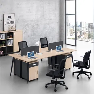 Modular hot selling design 4 seats workstation supporting cabinet with drawer office table staff minimalist desk