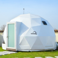 Dôme géodésique de luxe pour glamping en plein air, tente dôme en PVC avec toilettes et salle de bain