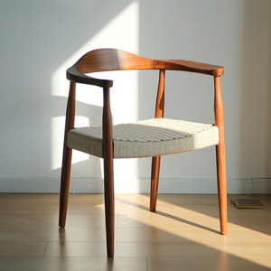 BST Luxury Walnut Solid Wood Simulation Rope <strong>Weaving</strong> Nordic Style Italian Style <strong>Dining</strong> <strong>Chair</strong> Suitable for Restaurants and Hotels - Product Image 4