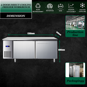 Refrigerador de restaurante de 2 puertas, de acero inoxidable, de una sola temperatura, bajo mostrador, para cocina, para café - Product Image 2