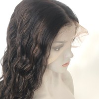 Perruque Cheveux Humains Ondulés Châtain Foncé Mélange Châtain avec Mèches, Dentelle HD 13x6, Raie Centrale, Densité 180%