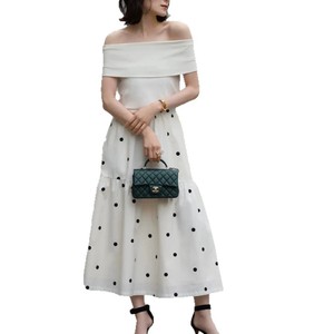 Jupes d'été pour femmes Y2K à pois, jupe longue évasée fluide décontractée, taille haute élastique, pour la plage et le quotidien - Product Image 5