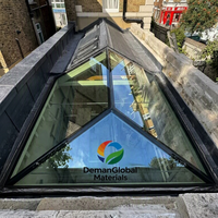 GREATMEN Système de ventilation automatique de toit moderne avec puits de lumière en verre pyramidale à persiennes, éclairage naturel, en alliage d'aluminium magnétique