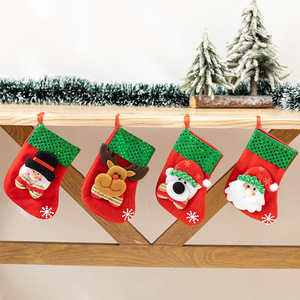 Large <b>Christmas</b> <b>Stocking</b> <b>Velvet</b> Fabric Gift Sock Santa Tree Snowman Hanging Holiday Decoration - Product Image 4