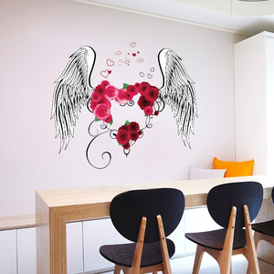 Autocollant mural en forme de plume de cœur SK9089, 60x90cm, romantique, en PVC imperméable, décoration de la maison, art mural pour fond de mariage - Product Image 5