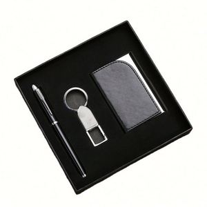 Design Wholesale <b>Personalized</b> Custom Pu Leather <b>Keychain</b> Promotion Luxury Gift Set for Office Employees Souvenir Business Gifts - Product Image 1