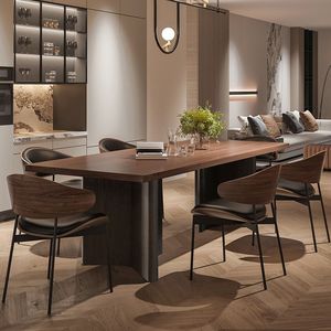Tavolo da Pranzo Contemporaneo in <span class=keywords><strong>Legno</strong></span>, Ampio Piano Rettangolare con Gambe Scultoree in <span class=keywords><strong>Legno</strong></span> Massello - Product Image 2