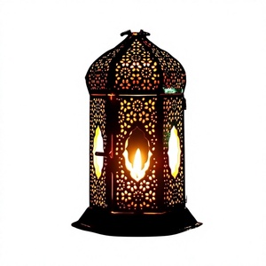 Iron <b>Moroccan</b> <b>Lantern</b> With Intricate Cutout Design For Home Decoration - Product Image 2