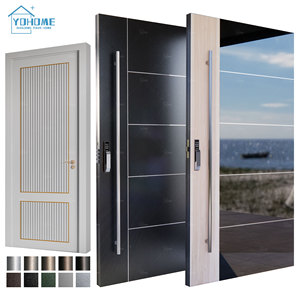 Portes <span class=keywords><strong>d</strong></span>'entrée principales en acier inoxydable <span class=keywords><strong>de</strong></span> style européen, portes <span class=keywords><strong>d</strong></span>'entrée modernes pivotantes pour villa - Product Image 4