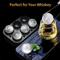 Molde de Silicona Redondo Grande para Cubos de Hielo con Diseño de 6 Cavidades, Fabricante de Hielo Esférico para Bebidas como Bourbon, Scotch y Old Fashioned