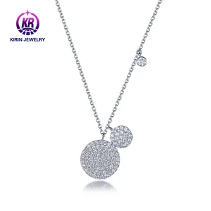Colgante circular elegante y de moda con zirconia cúbica 925 plata esterlina para COLLAR COLGANTE de perlas de agua dulce para mujer