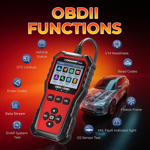 Universal Scanner Automotriz Profesional Obd2 Diagnostic Scanner Tool Car Diagnostic Scanner Obd2 Diagnostic Tool KonnweI Kw340