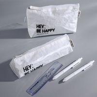 Trousse à crayons en PVC pour garçons, motif lettres imprimé personnalisé, style minimaliste Instagram, imperméable, résistante aux déchirures, multi-usages pour étudiants