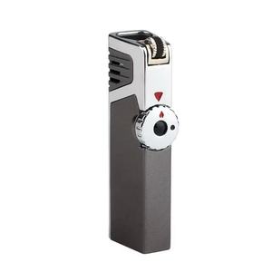 Encendedor de metal recto inflable a prueba de viento de tres fuegos, perforador de cigarros, gas butano visible, venta al por mayor <span class=keywords><strong>JiaXin</strong></span> JX-3901 - Product Image 1