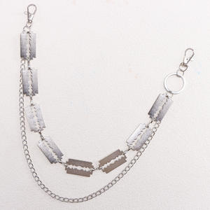 Chaîne de pantalon à double couche en métal, chaîne de taille punk, chaîne de corps décontractée en alliage de zinc, style hip-hop, couleur blanc K - Product Image 4