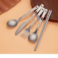 Ensemble couteau, fourchette et cuillère en titane ultra léger pour la survie en plein air