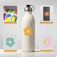 50 autocollants adhésifs créatifs et mignons à motif floral, logo personnalisé, pour tasses, ordinateurs, décoration imperméable, design floral unique