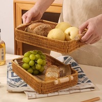 Boîte de rangement à bas prix pour fruits tissés en plastique rotin plateau de fruits panier organisateur Snack panier