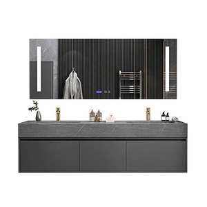 Mueble de <span class=keywords><strong>Baño</strong></span> con Lavabo Doble y Encimera Flotante de Pizarra Estilo Europeo, Gran Venta - Product Image 3
