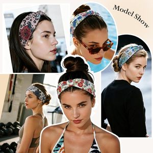 Maßgefertigte Blumenmuster Scrunchie-Stirnbänder für Frauen Weiche Dehnbare Boho-Haarbänder Vintage Turban-Wickel Tägliches Casual-Chic Accessoire - Product Image 6